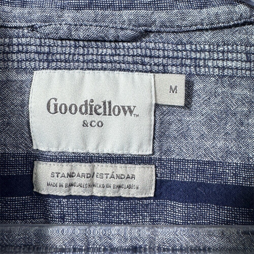 Goodfellow & Co Northward Linen Cotton Shirt Men's Size M Blue Striped - Picture 4 of 12